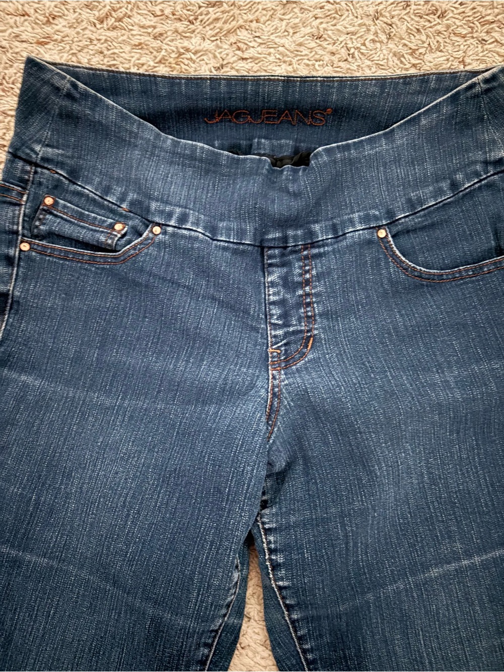 JAG Pull-on Straight Leg Dark Wash Stretch Jeans Size 12